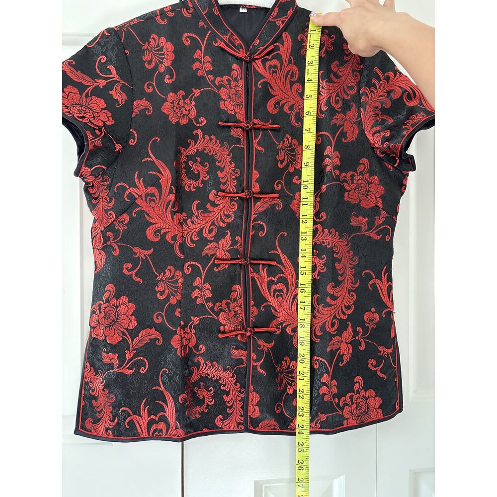 Red and Black Floral Button Down Shirt XL - Picture 7 of 9